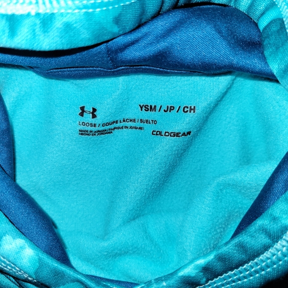 Under Armour Youth Size SM Hoodie Cold Gear Hooded Sweatshirt Blue Teal - Picture 3 of 3